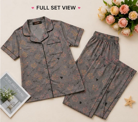 Women’s Queen Comfort Night Suit Set – Soft Half Sleeve Pajama Set