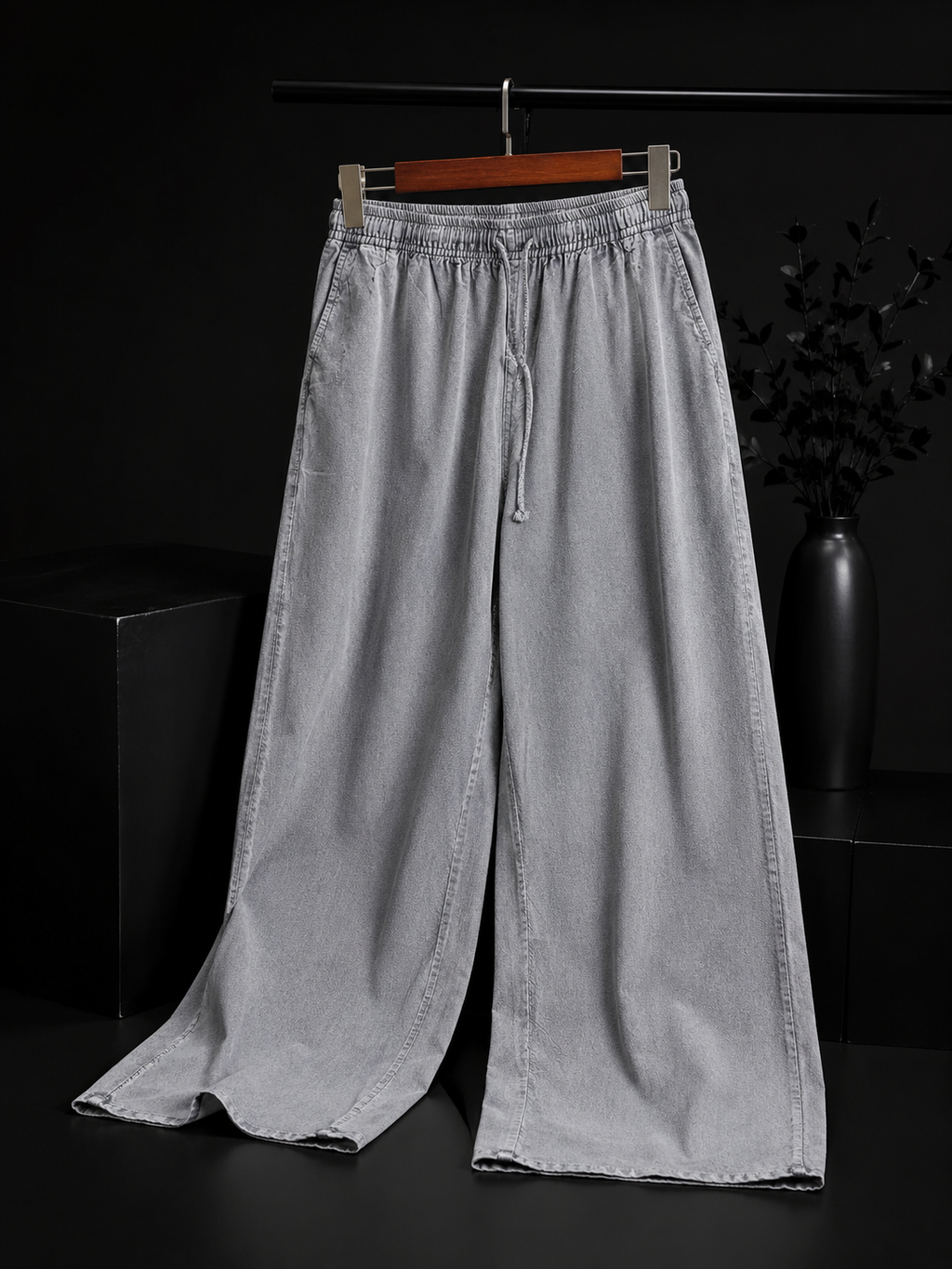 Title:
Women’s Premium Grey Wide Leg Denim Palazzo Jeans | Elastic Waist Drawstring | High Waist Relaxed Fit | Casual Loose Pants