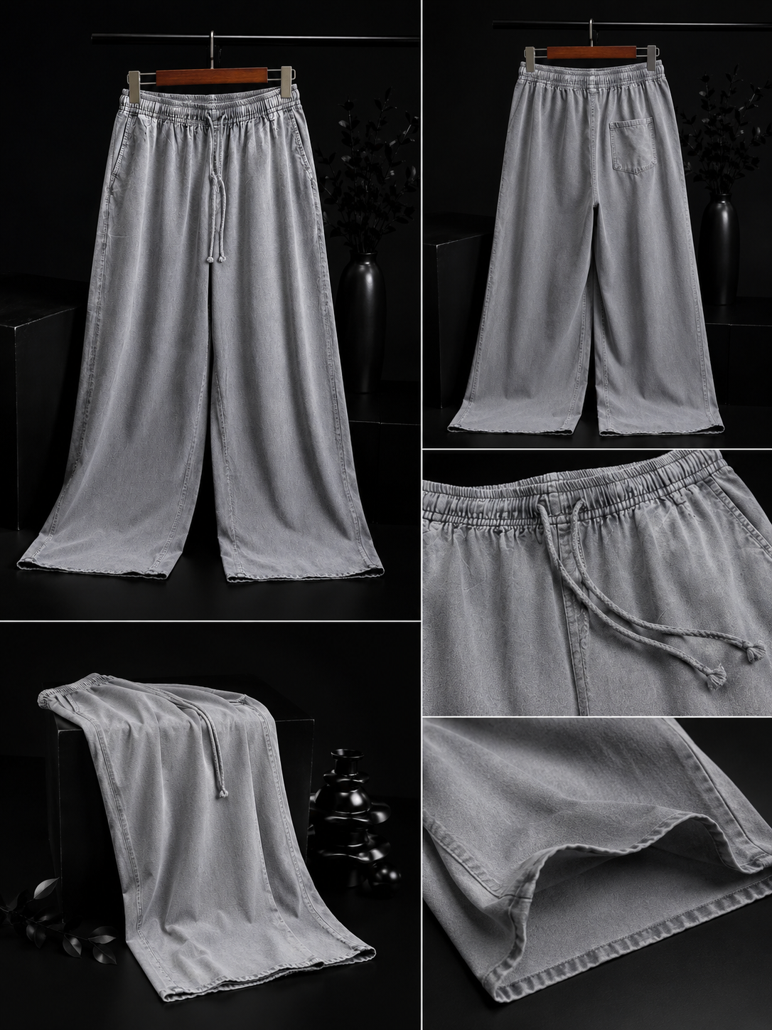 Title:
Women’s Premium Grey Wide Leg Denim Palazzo Jeans | Elastic Waist Drawstring | High Waist Relaxed Fit | Casual Loose Pants