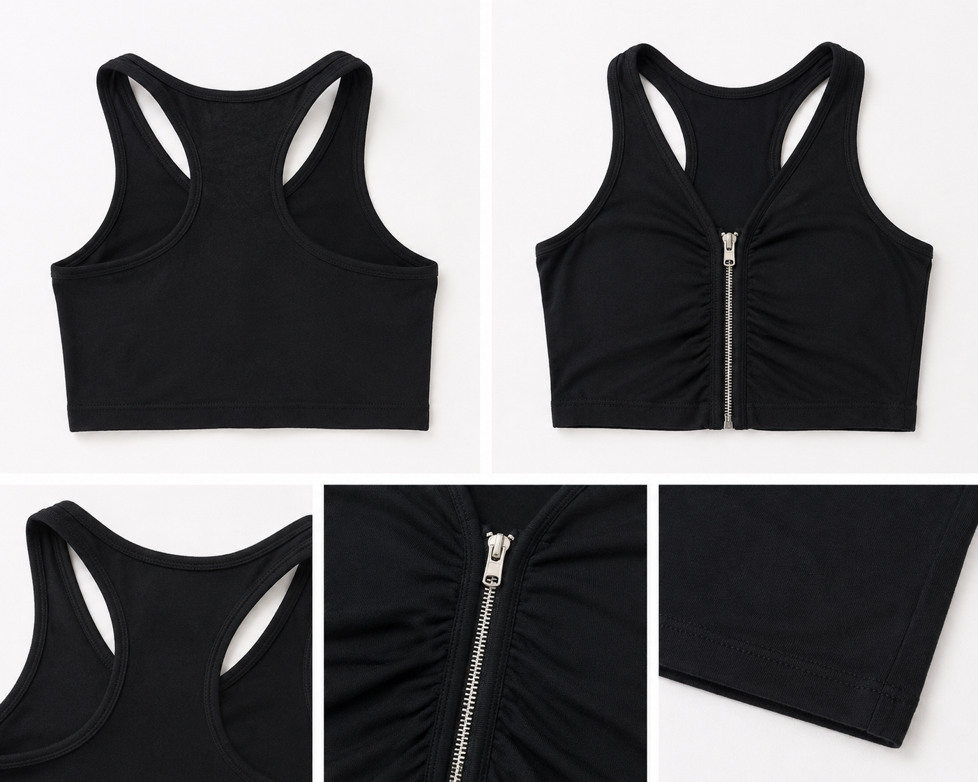 FlexFit Zip-Front Racerback Sports Crop Top