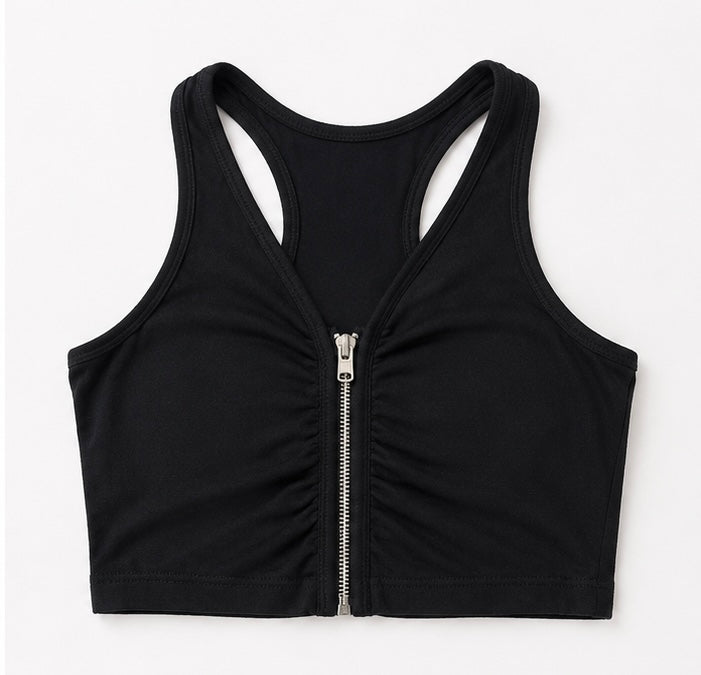 FlexFit Zip-Front Racerback Sports Crop Top