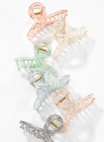 Pastel Loop Hair Claw Clips – Transparent Matte Hair Accessories (Pack of 2)