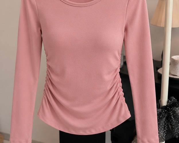 Women’s Padded Lace Back Full Sleeve Top | Round Neck Slim Fit Stretchable T-Shirt