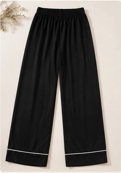Women’s 3 Piece Satin Night Suit Set – Half Sleeve Top, Full Length Pant & Matching Shorts