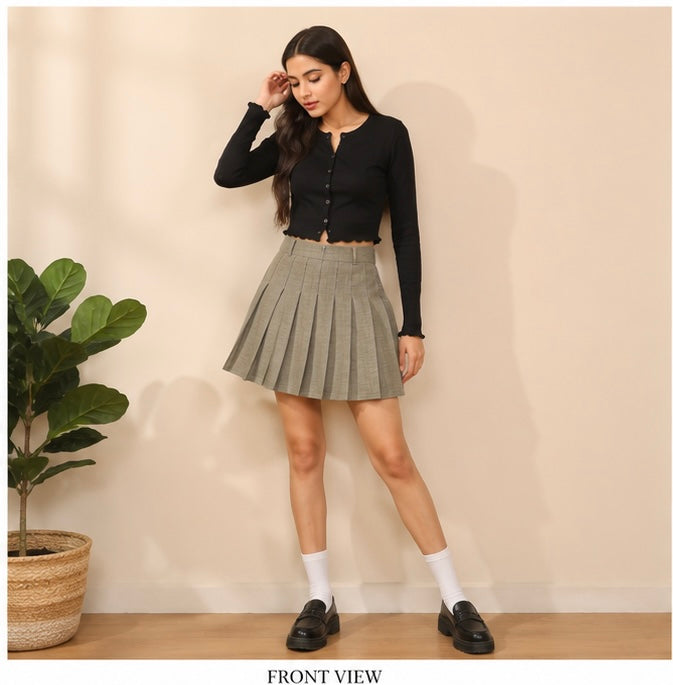 Women’s High Waist Pleated Mini Skirt | A-Line Tennis & Korean Style Skirt