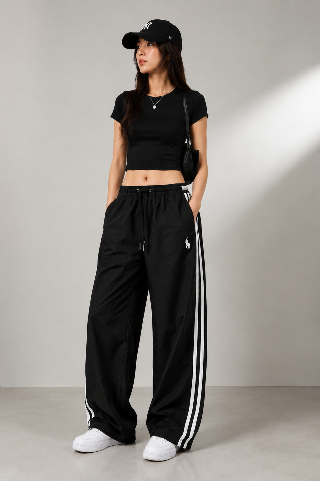 Women’s Wide Leg Track Pants | Korean Street Style Side Stripe Trousers | Relaxed Fit Casual Sportswear Bottoms