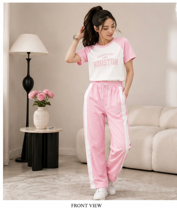 Women’s Pink Raglan Sleeve Co-Ord Set | Casual Lounge & Travel Wear