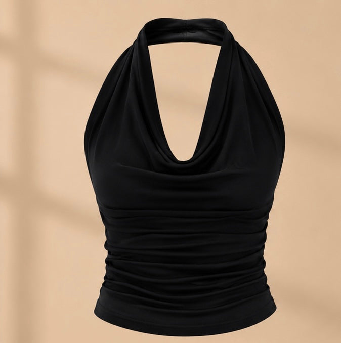 Ivory Bliss Ruched Halter Neck Top