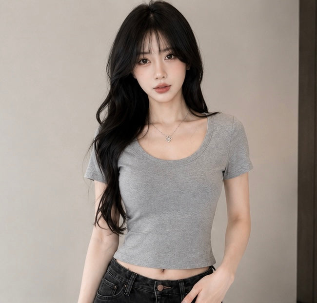 Lace Whisper Open-Back Fitted Crop Top