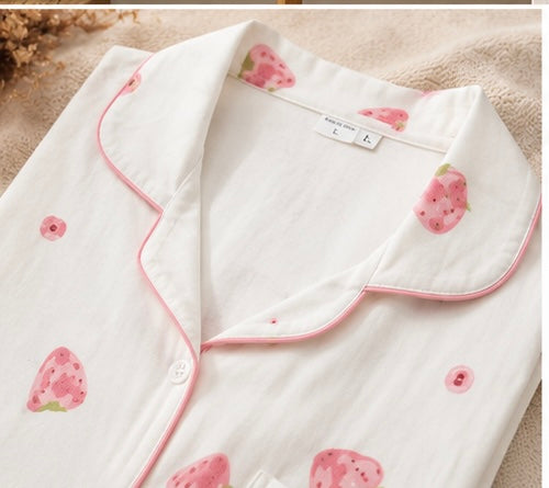 🍓 Strawberry Sweet Dreams Cotton Night Suit Set