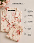 Women’s Floral Print Night Suit Set – Soft Cotton Full Sleeve Pajama Set