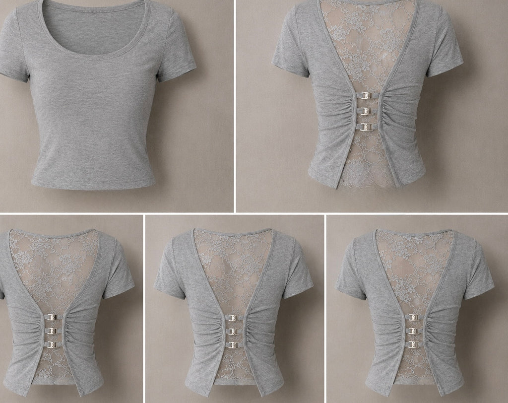 Lace Whisper Open-Back Fitted Crop Top