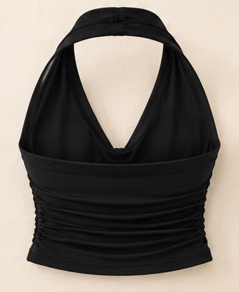 Ivory Bliss Ruched Halter Neck Top