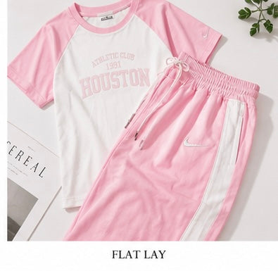 Women’s Pink Raglan Sleeve Co-Ord Set | Casual Lounge & Travel Wear
