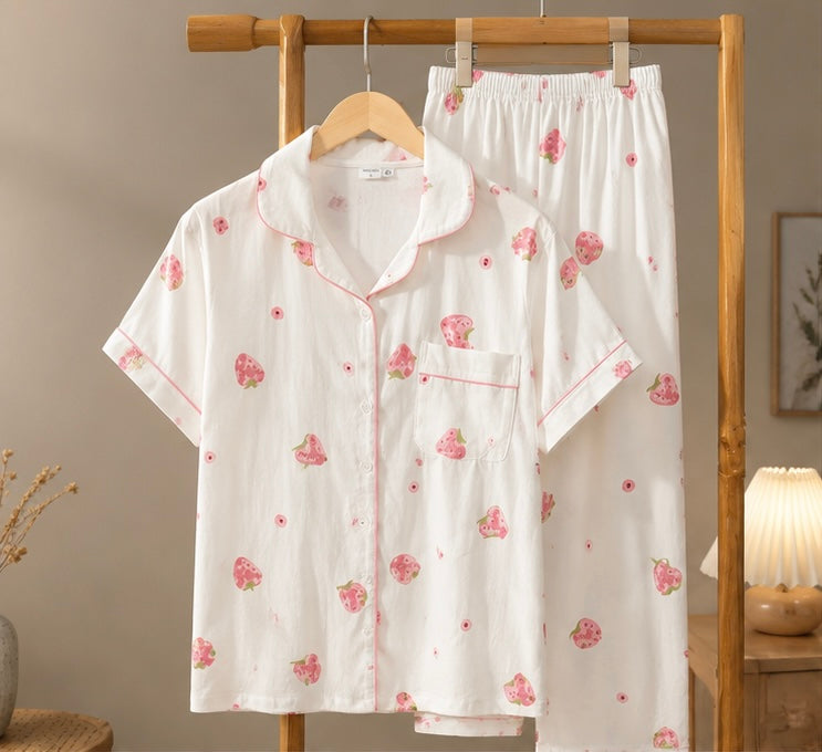 🍓 Strawberry Sweet Dreams Cotton Night Suit Set