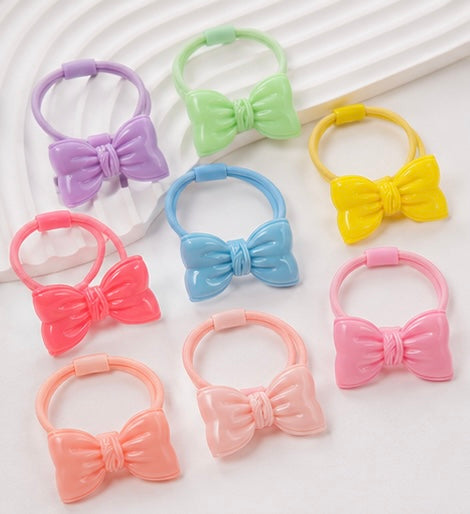 Candy Bow Hair Ties – Colorful Elastic Ponytail Holders (Pack of 4)