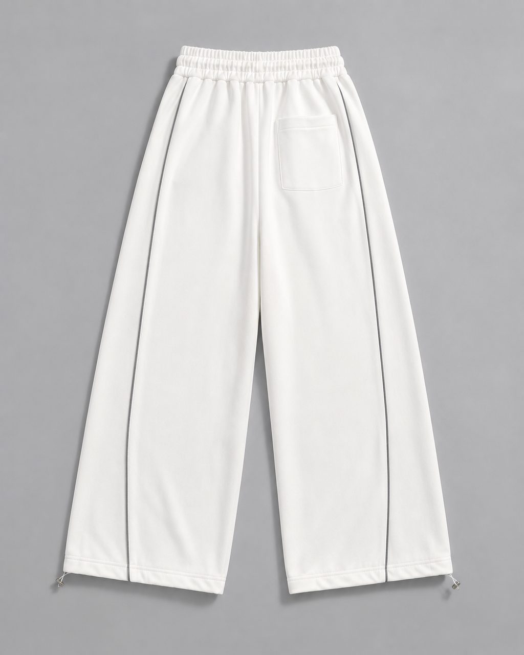 Women’s White Wide Leg Track Pants with Graphic Print | Oversized High-Waist Streetwear Joggers