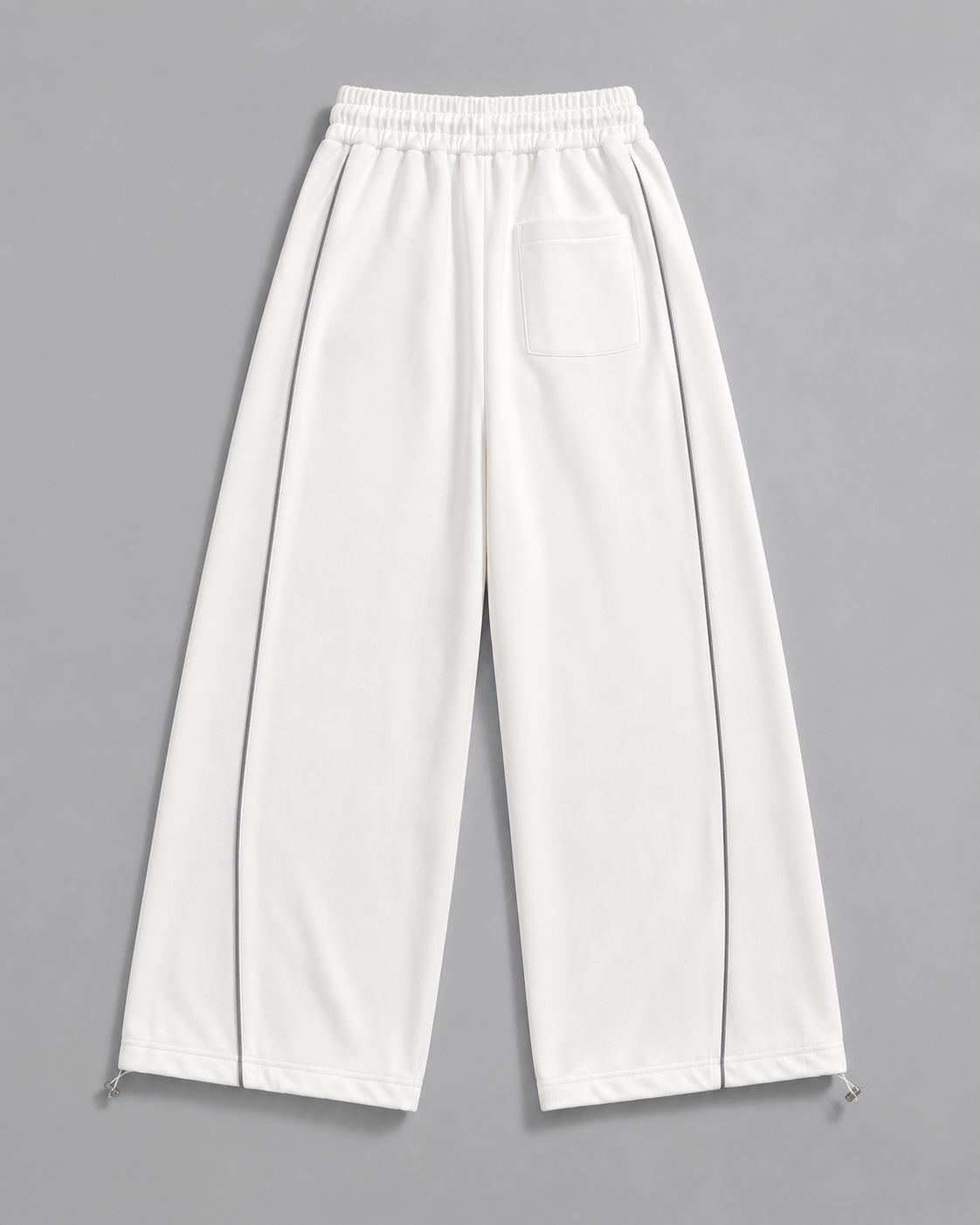 Women’s White Wide Leg Track Pants with Graphic Print | Oversized High-Waist Streetwear Joggers