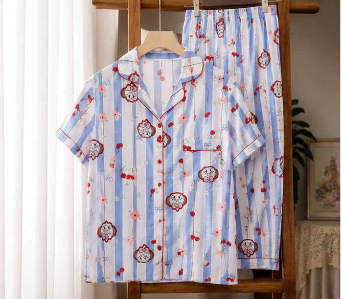 🍒 Cherry Blossom Cutie Cotton Night Suit Set
