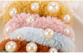 Plush Pearl Scrunchies – Luxury Fuzzy Hair Ties (Pack of 6)