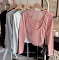 Women’s Padded Lace Back Full Sleeve Top | Round Neck Slim Fit Stretchable T-Shirt