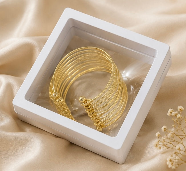 Gold-Plated Multi-Layer Open Cuff Bangles for Women | Traditional Ethnic Kada Bracelet Set | Adjustable Party & Wedding Jewellery