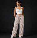 Women’s Relaxed Fit Wide-Leg Lounge Pants – Light Beige