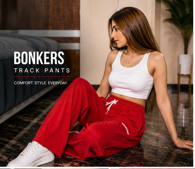 Women’s Bonkers Wide Leg Track Pants – High Waist Relaxed Fit Joggers