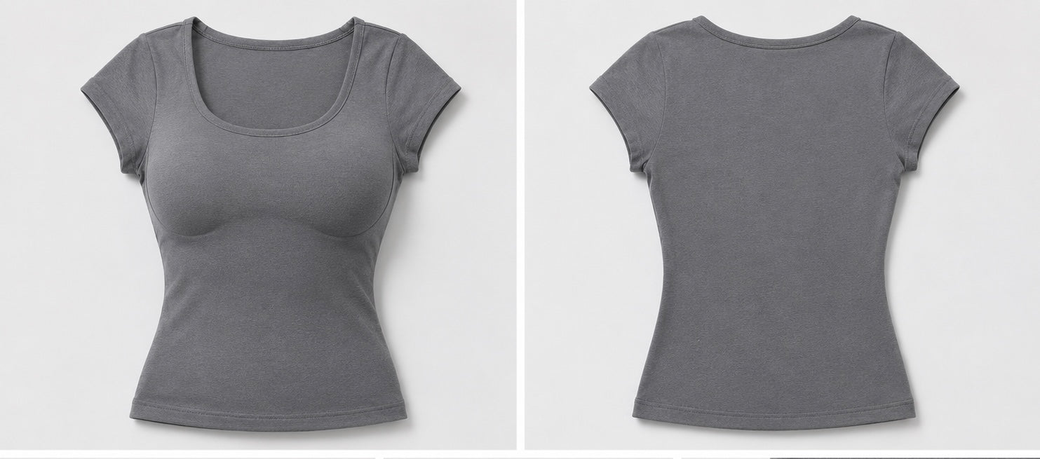 SculptFit Padded Scoop Neck T-Shirt