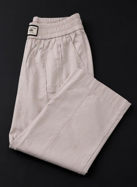 Women’s Relaxed Fit Wide-Leg Lounge Pants – Light Beige