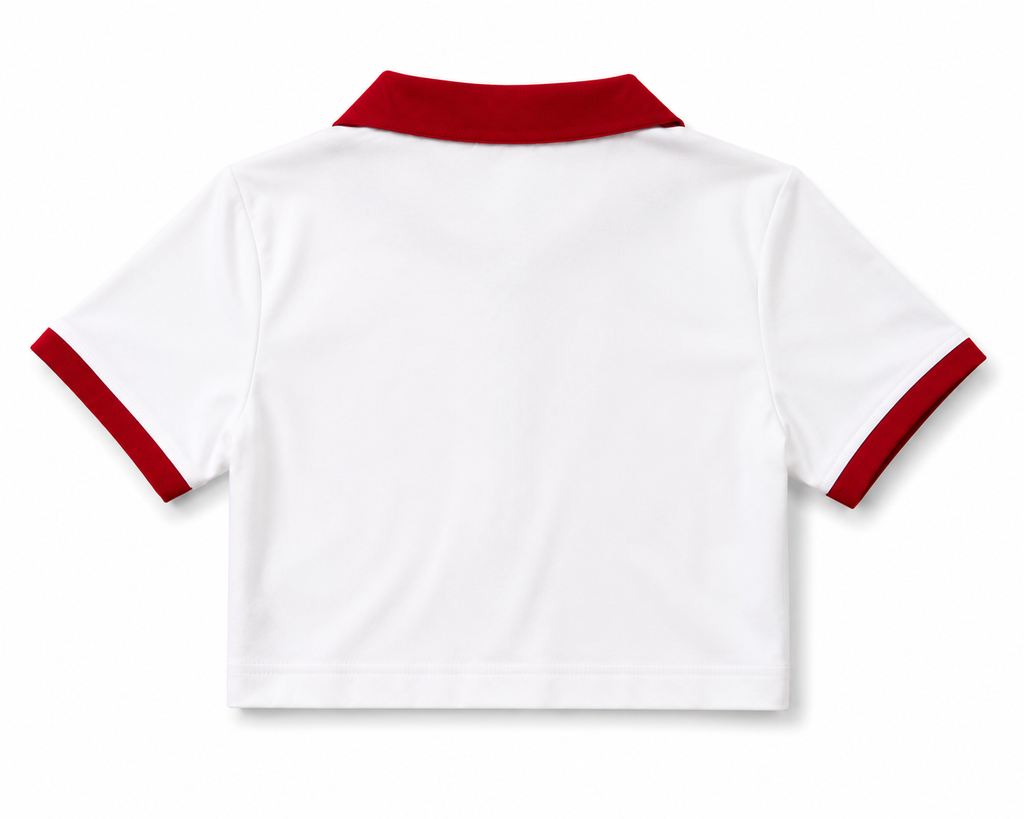 Cherry Zip-Up Crop Polo Top for Women