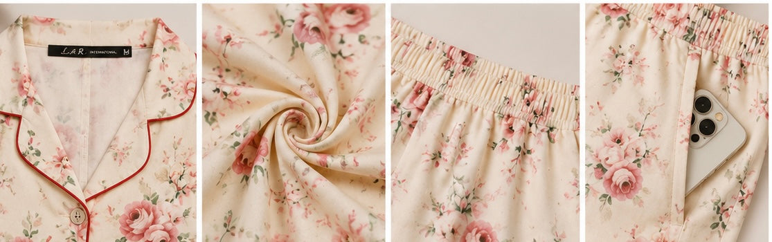 Women’s Floral Print Night Suit Set – Soft Cotton Full Sleeve Pajama Set