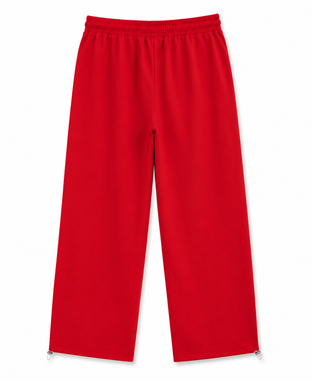Women’s Red Wide Leg Track Pants with Side Piping & Los Angeles Print | High-Waist Casual Streetwear