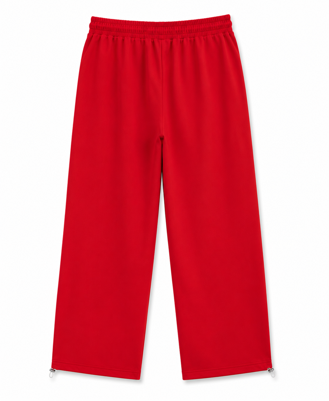 Women’s Red Wide Leg Track Pants with Side Piping & Los Angeles Print | High-Waist Casual Streetwear