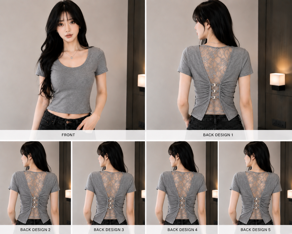 Lace Whisper Open-Back Fitted Crop Top
