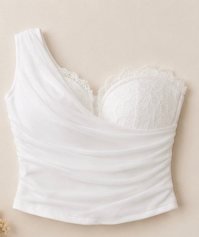 Angelique One-Shoulder Lace Corset Top