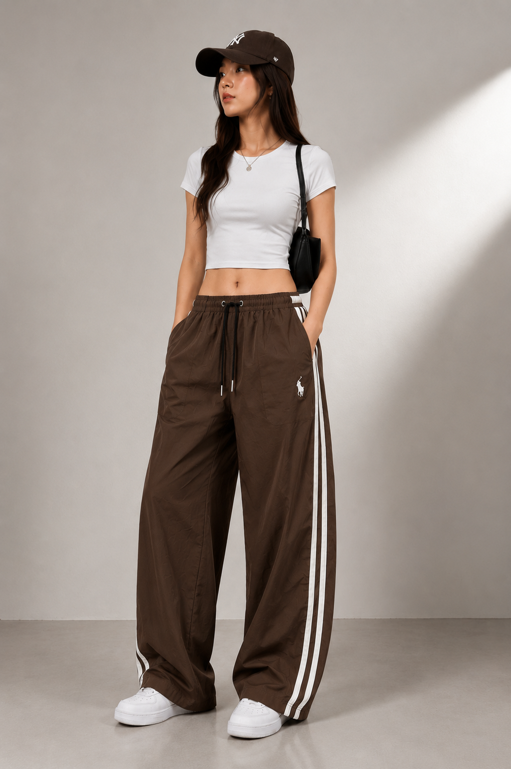 Women’s Wide Leg Track Pants | Korean Street Style Side Stripe Trousers | Relaxed Fit Casual Sportswear Bottoms