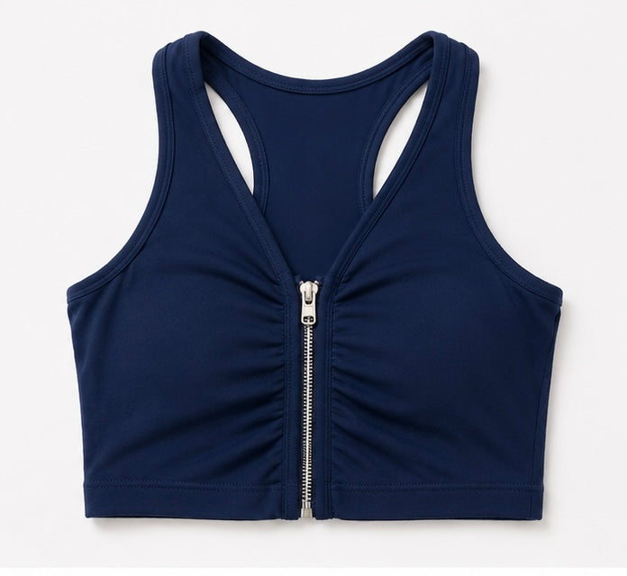 FlexFit Zip-Front Racerback Sports Crop Top