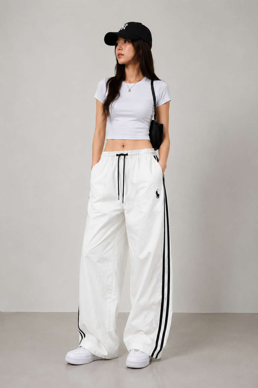 Women’s Wide Leg Track Pants | Korean Street Style Side Stripe Trousers | Relaxed Fit Casual Sportswear Bottoms