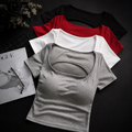 Women’s Premium Back Cut-Out Criss Cross Crop Top | Round Neck Half Sleeve Stretch Top