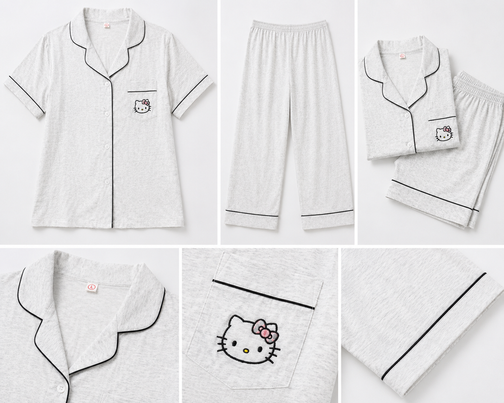 🎀 Kitty Comfort Lounge & Sleepwear Set (3-Piece)