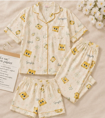 SpongeBob Printed 3 Piece Nightwear Set