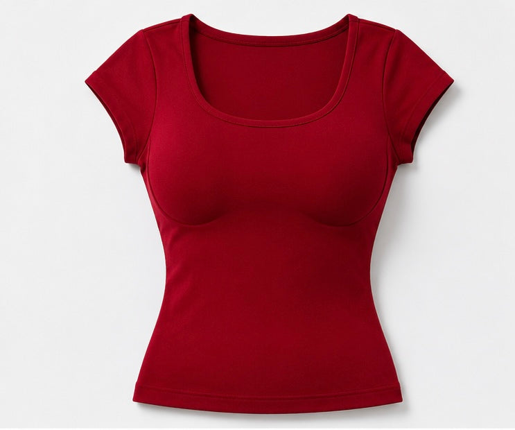 SculptFit Padded Scoop Neck T-Shirt