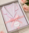Women’s Premium Cotton Striped Night Suit Set | Soft Half Sleeve Button-Down Pajama Set | Comfortable Sleepwear | Pink & Lavender