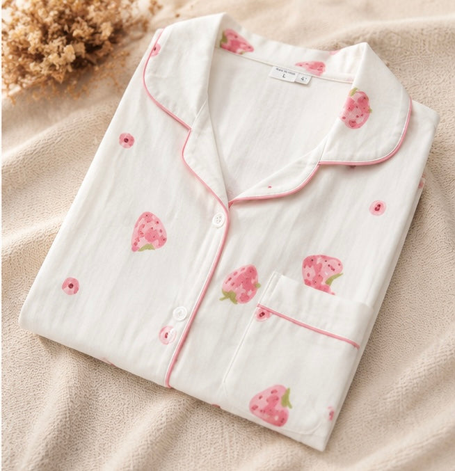 🍓 Strawberry Sweet Dreams Cotton Night Suit Set