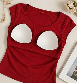 SculptFit Padded Scoop Neck T-Shirt