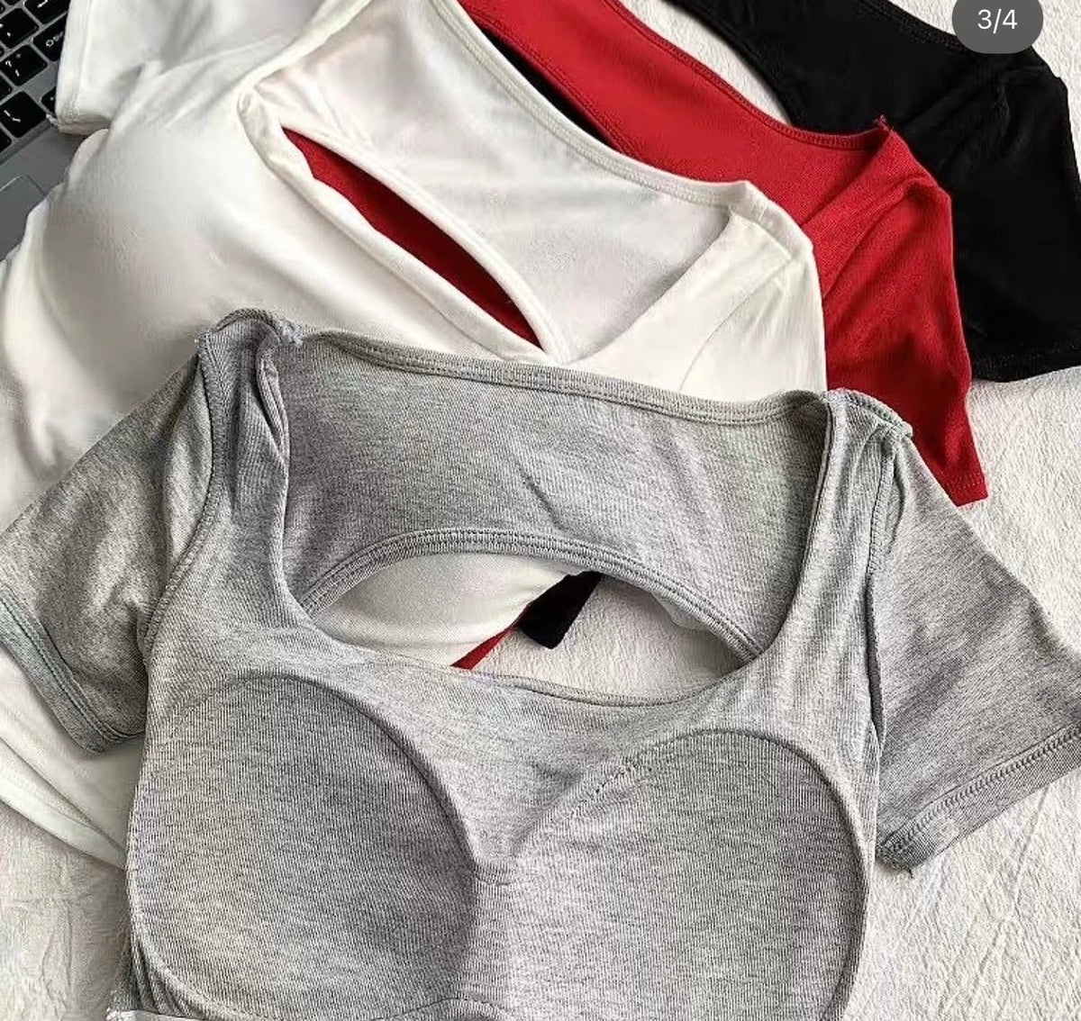 Women’s Premium Back Cut-Out Criss Cross Crop Top | Round Neck Half Sleeve Stretch Top
