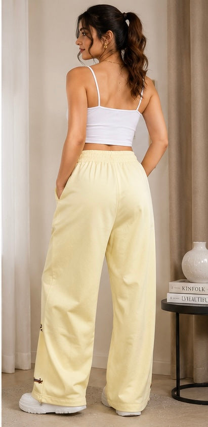 Cute Dachshund Embroidered Wide-Leg Lounge Pants