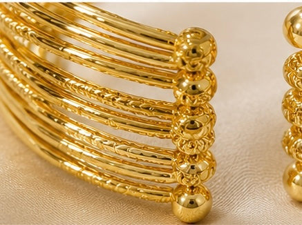 Gold-Plated Multi-Layer Open Cuff Bangles for Women | Traditional Ethnic Kada Bracelet Set | Adjustable Party & Wedding Jewellery