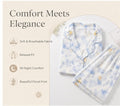 Women’s Blue Floral Night Suit Set – Soft half Sleeve Cotton Pajama Set